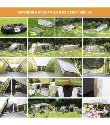 Skandika Tunnelzelt Montana für 8 10 12 Personen | eingenähter Zeltboden mit ohne Sleeper Technologie 2-4 Schwarze Schlafkabinen wasserdicht Moskitonetze | Camping Zelt Familienzelt - B07BZSZXVJ