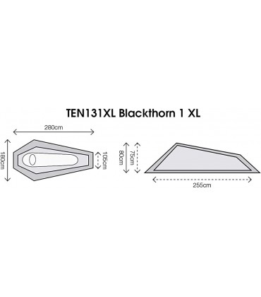 Highlander Unisex – Erwachsene Blackthorn Zelt schwarz 255 x 105 x 75 cm - B07W616QX2