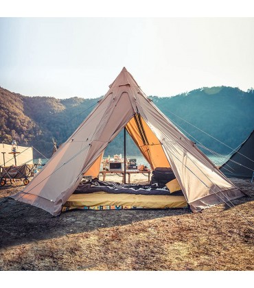 ROSG Indisches Zelt im Freien tragbares Camping-Pyramiden-Tipi-Zelt Achteck-Tipi-Zelt für Erwachsene mit Herdloch Camping-Kirchturm-Jurtenzelt - B0B257DV9W