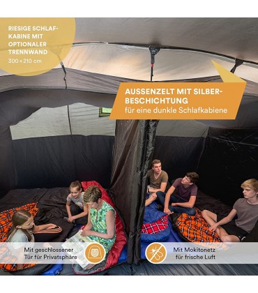 Skandika Tunnelzelt Nordland für 4 Personen | Zelt mit eingenähtem Zeltboden wasserdicht 5000 mm Wassersäule 2 m Stehhöhe teilbare Schlafkabine | Camping Outdoor Campingzelt Familienzelt - B071VK8BPB