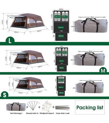 5–12 Personen Outdoor-Campingzelt mit Veranda tragbares Cabana-Zelt großes Familienzelt Kuppelzelt Glockenzelt für Outdoor-Camping Wandern Angeln einfach aufzubauen - B0B41YN6XH