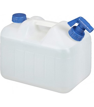 Relaxdays 10 L Wasserkanister Ablasshahn Schraubdeckel tragbarer Trinkwasserkanister BPA-frei Camping Auto weiß - B07SPF65L2